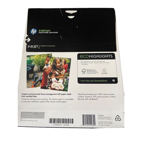 New HP Everyday 25 Sheet Letter 8.5 x 11-Inch Inkjet Semi-Gloss Photo Pape - Picture 4 of 11